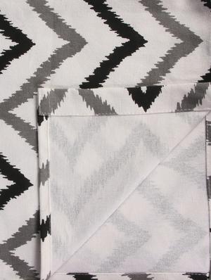 cotton grey orange ikat chevron printed eyelet curtain set - 15936857 - Standard Image - 3