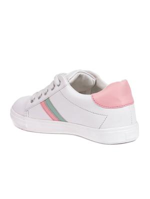 white leatherette laceup sneakers - 15938145 - Standard Image - 3