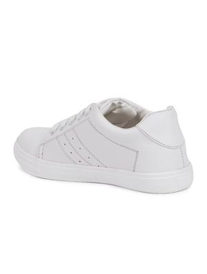 white faux leather laceup sneakers - 15938146 - Standard Image - 3