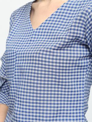 ruffled bell sleeved checkered top - 15938606 - Standard Image - 6