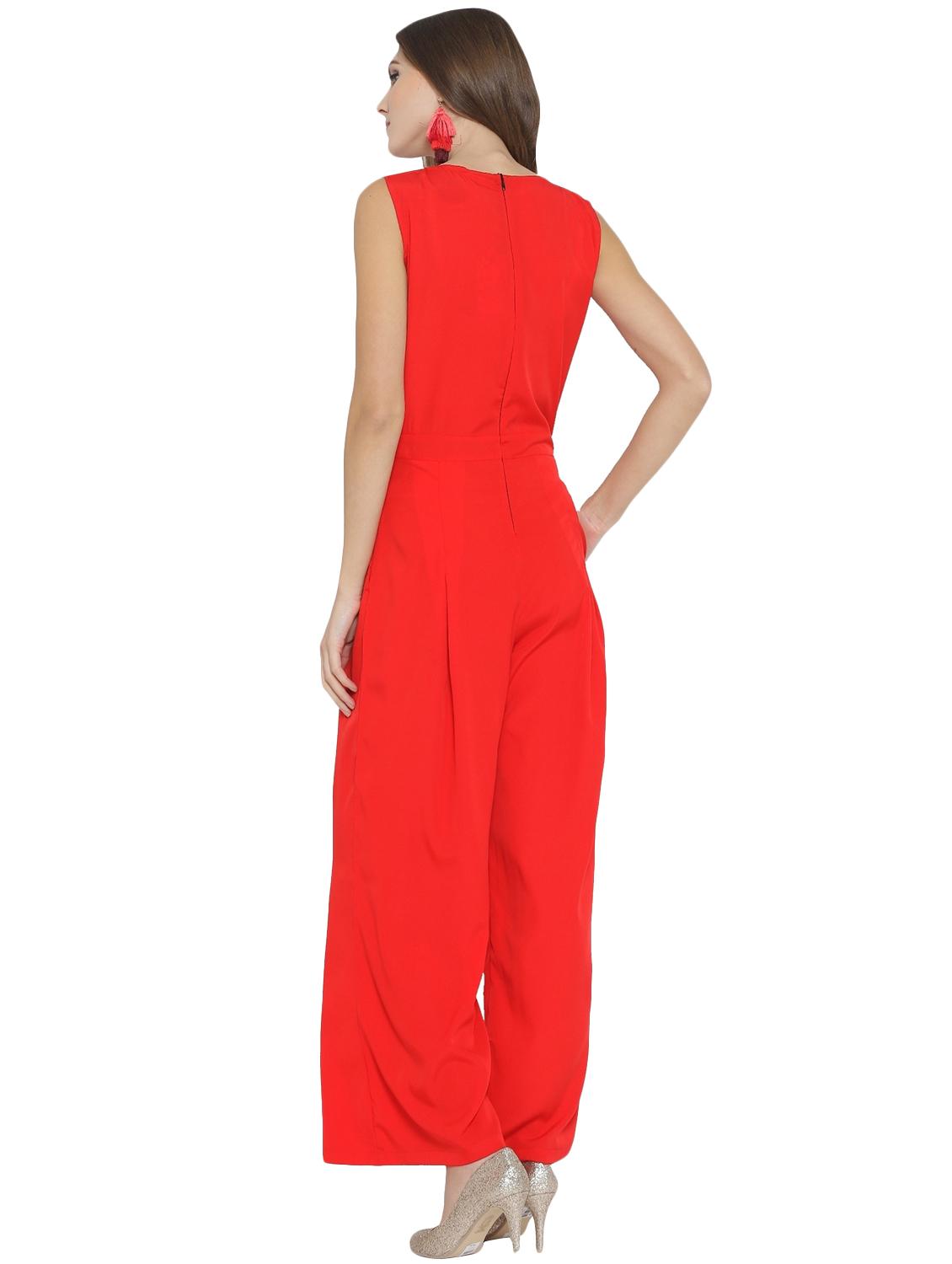 pleat detail full leg jumpsuit - 15939094 - Zoom Image - 3