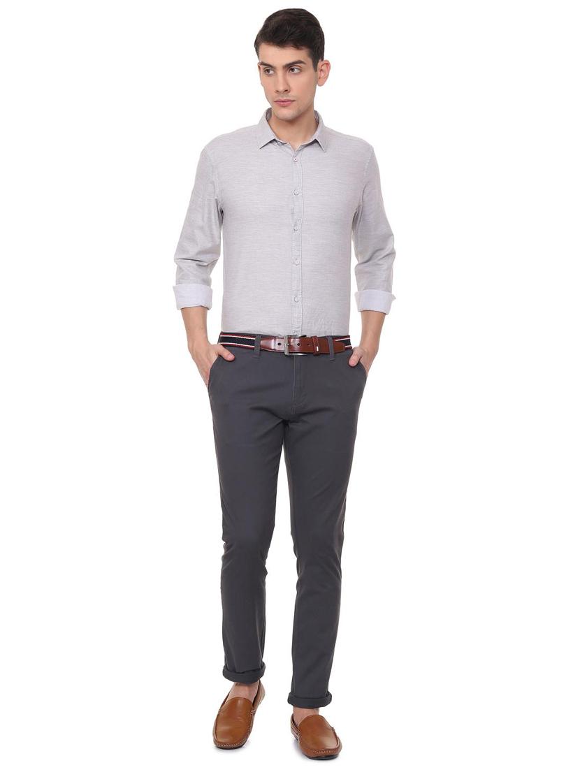 grey cotton blend chinos - 15940087 - Zoom Image - 3