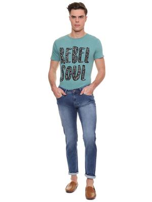 blue cotton blend washed jeans - 15940154 - Standard Image - 3