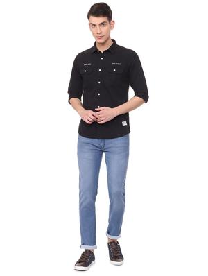 black solid casual shirt - 15940393 - Standard Image - 3