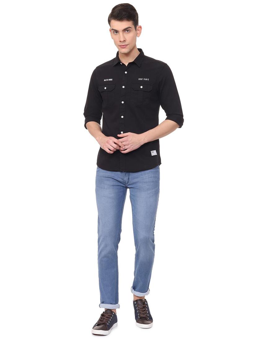black solid casual shirt - 15940393 - Zoom Image - 3