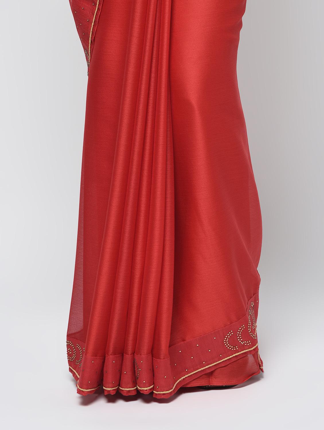 embellished lace border saree with blouse - 15940668 - Zoom Image - 3