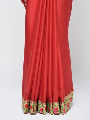 floral embroidered lace border saree with blouse - 15940677 - Standard Image - 3