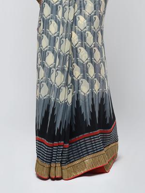 paisley printed saree with blouse - 15940684 - Standard Image - 3