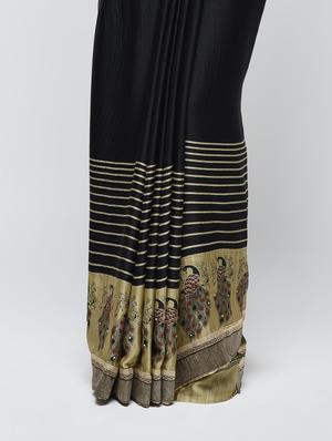 striped printed embellished saree with blouse - 15940689 - Standard Image - 3