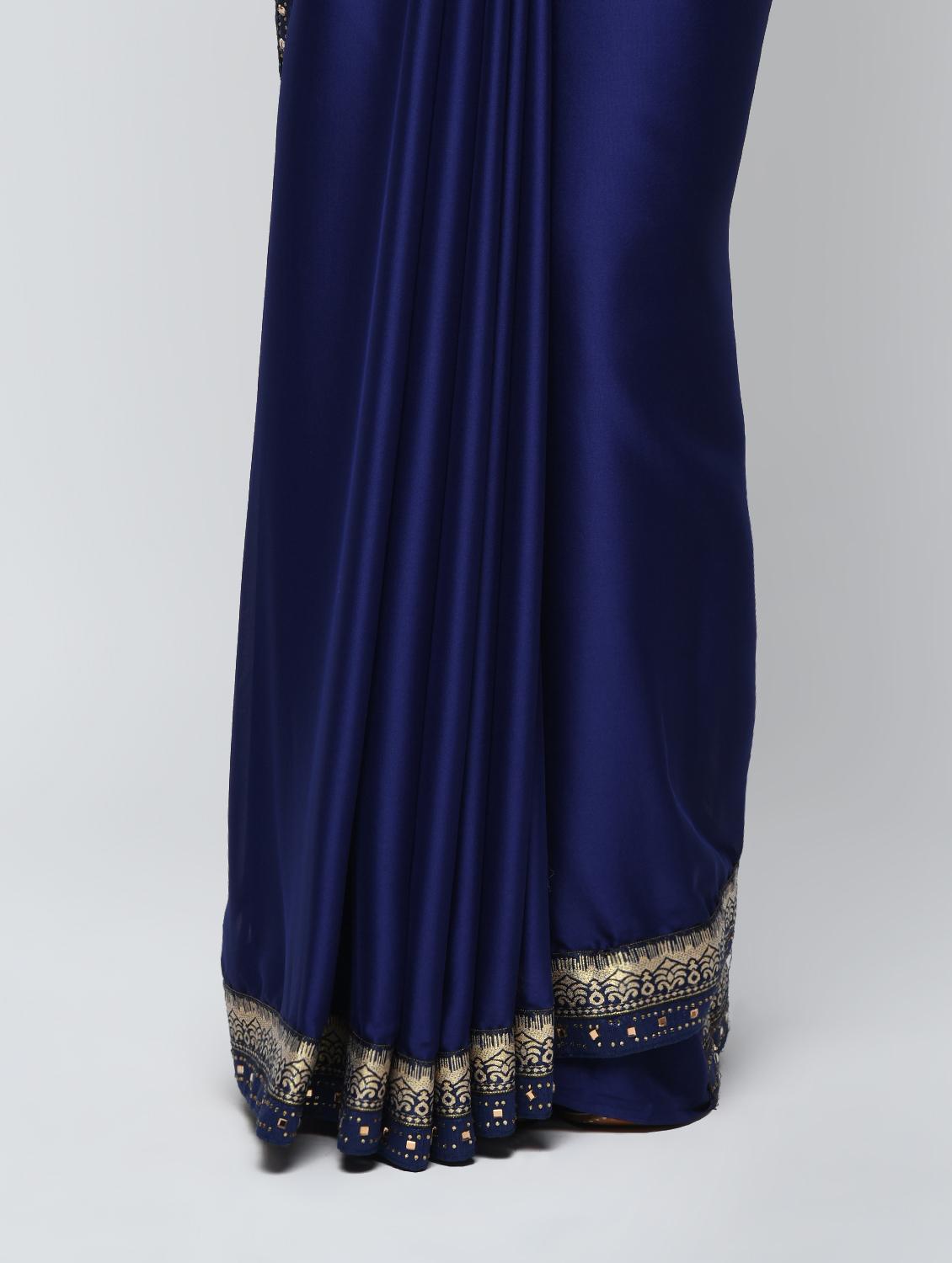embellished zari lace border saree with blouse - 15940690 - Zoom Image - 3
