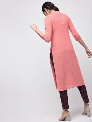 pintucks solid straight kurta - 15941156 - Standard Image - 3
