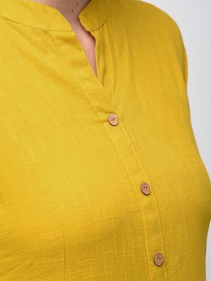 Mustard solid straight kurta - 15941753 - Standard Image - 6
