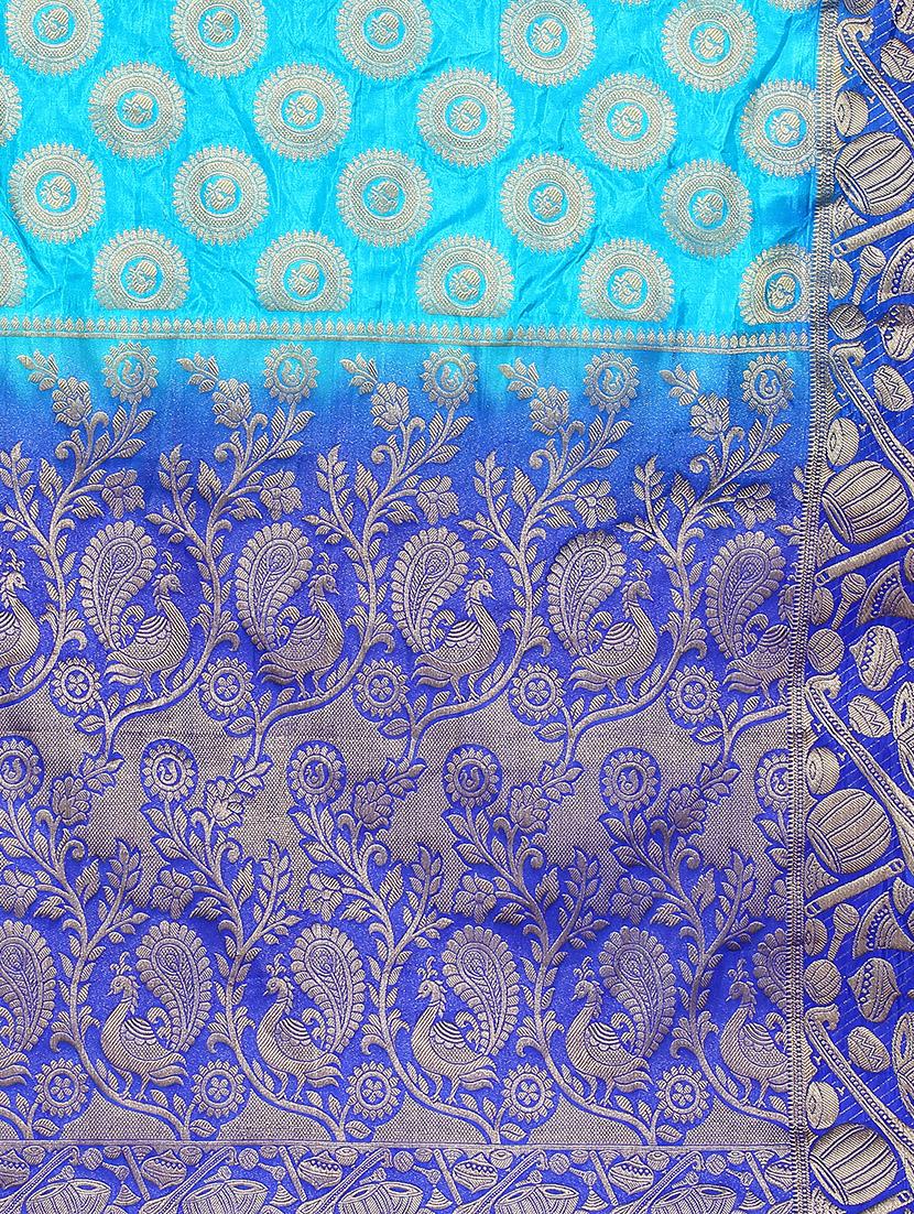 ethnic motif woven saree with blouse - 15942820 - Zoom Image - 3