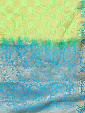 ethnic motif woven saree with blouse - 15942821 - Standard Image - 3