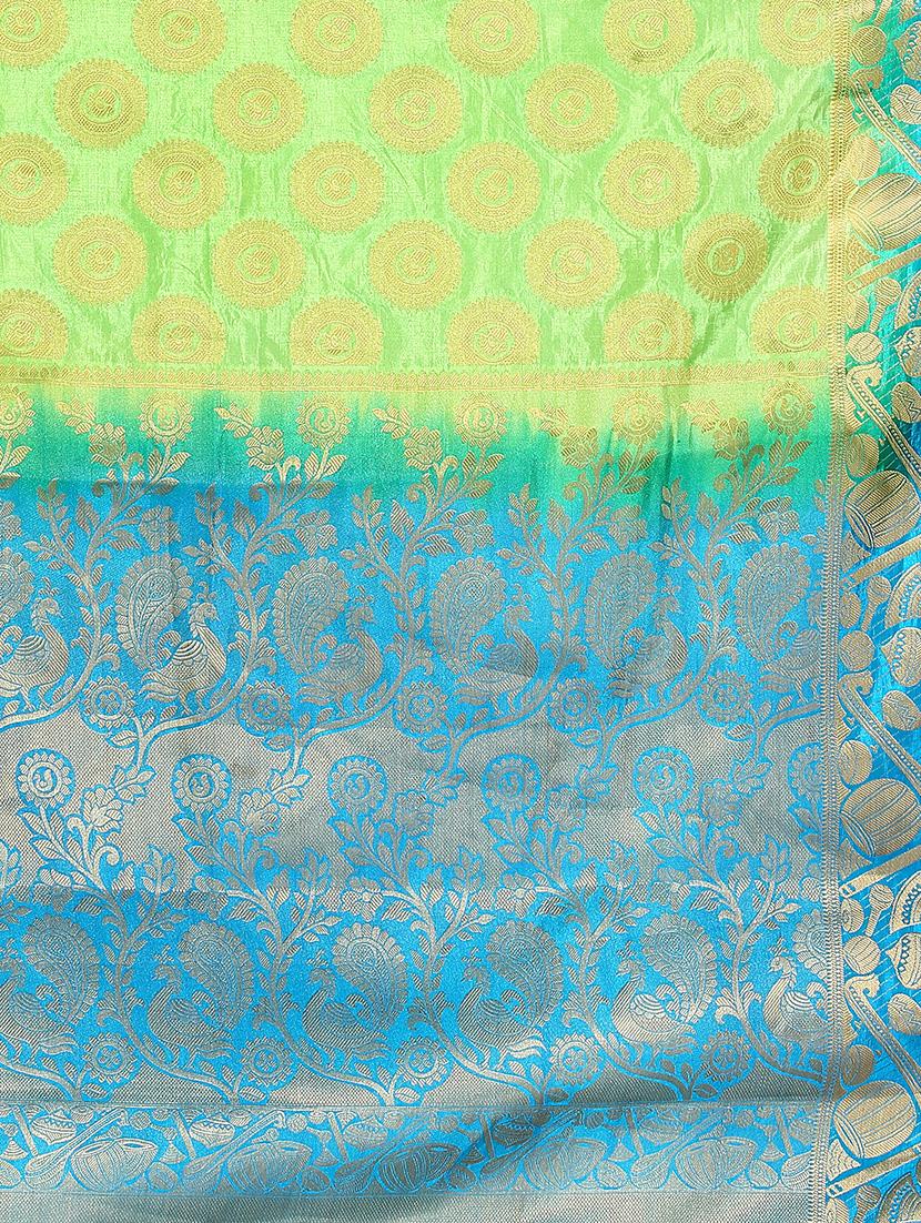 ethnic motif woven saree with blouse - 15942821 - Zoom Image - 3