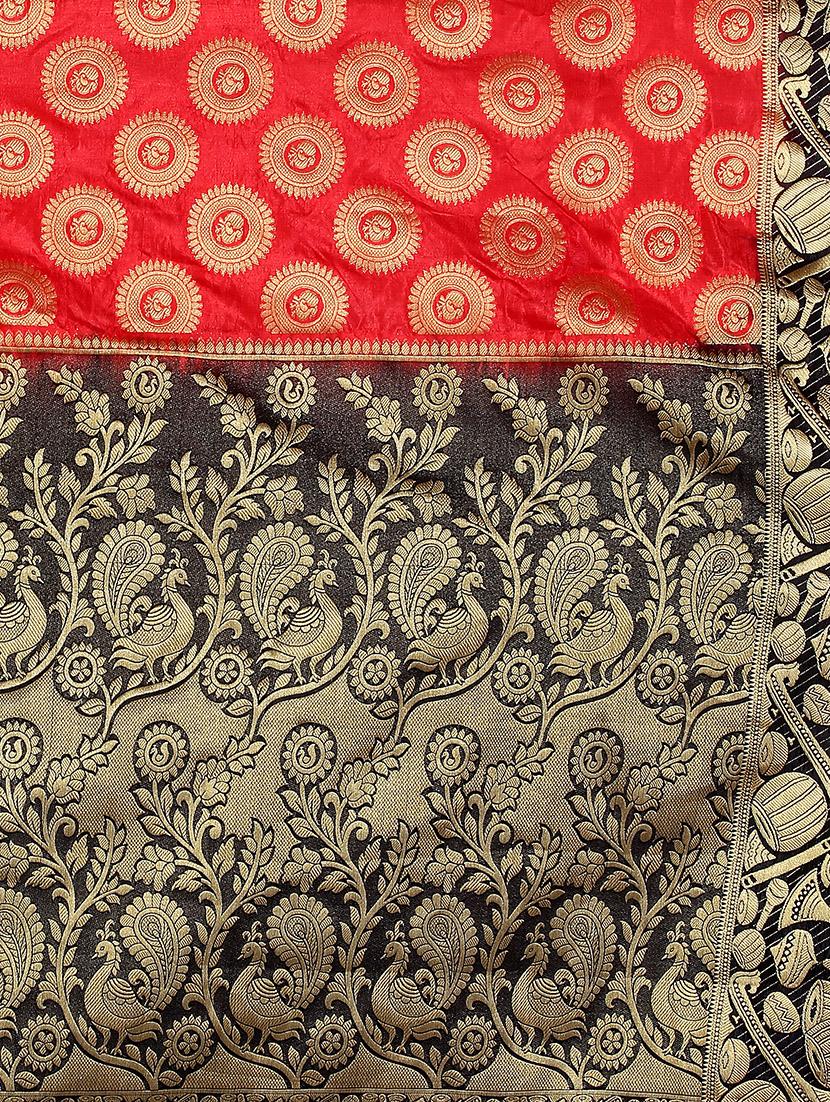 ethnic motif woven saree with blouse - 15942823 - Zoom Image - 3