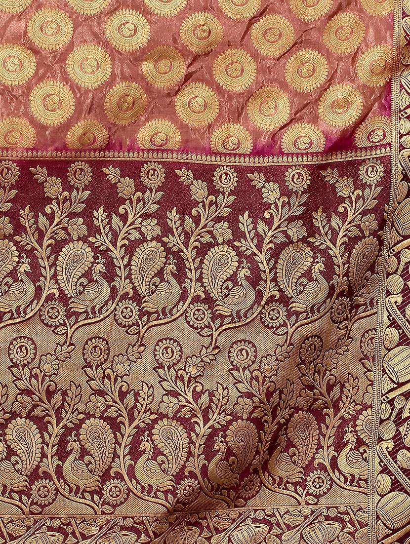 ethnic motif woven saree with blouse - 15942825 - Zoom Image - 3