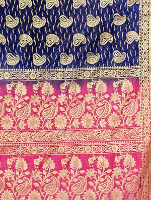 ethnic motif woven saree with blouse - 15942826 - Standard Image - 3