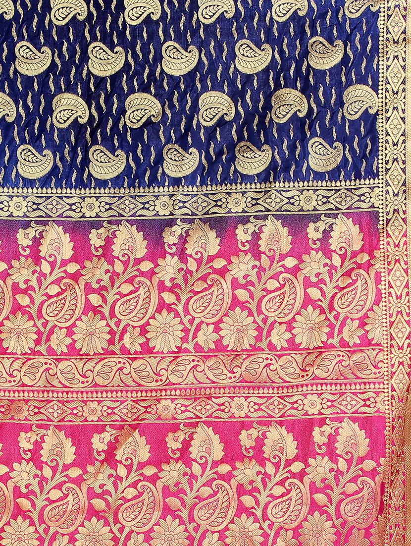 ethnic motif woven saree with blouse - 15942826 - Zoom Image - 3