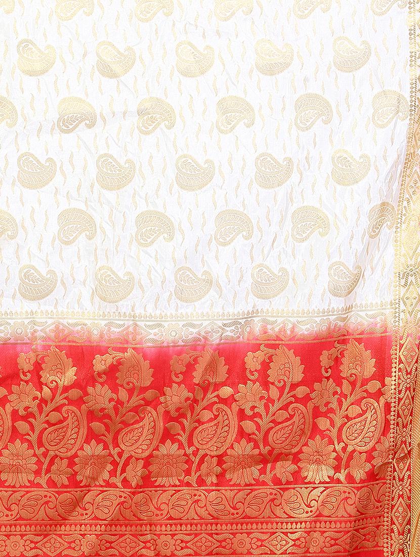 paisley motif woven saree with blouse - 15942829 - Zoom Image - 3
