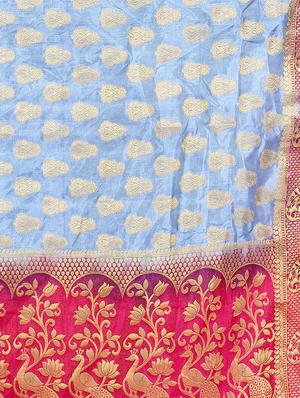 paisley motif woven saree with blouse - 15942832 - Standard Image - 3