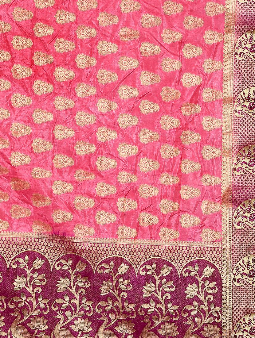 ethnic motif woven saree with blouse - 15942833 - Zoom Image - 3