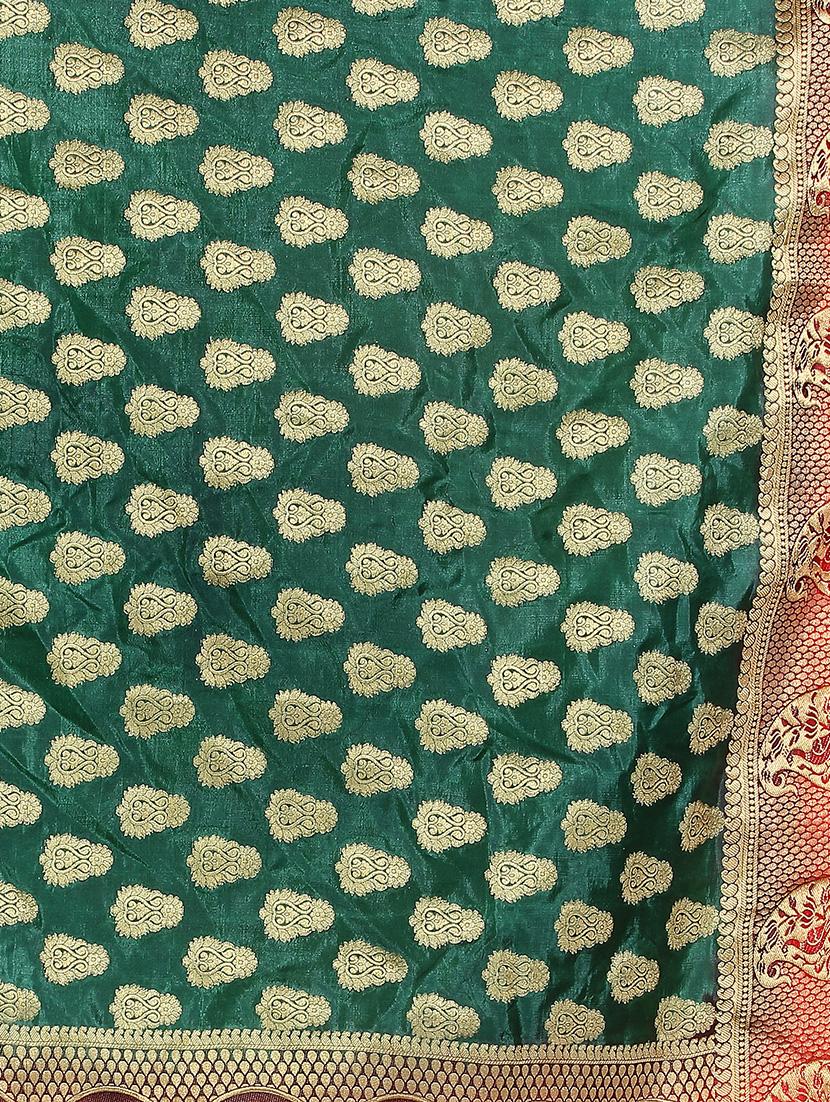 ethnic motif woven saree with blouse - 15942834 - Zoom Image - 3