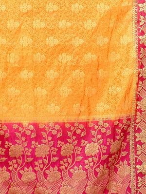 floral woven saree with blouse - 15942840 - Standard Image - 3