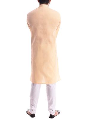beige linen kurta pyjama set - 15943240 - Standard Image - 3