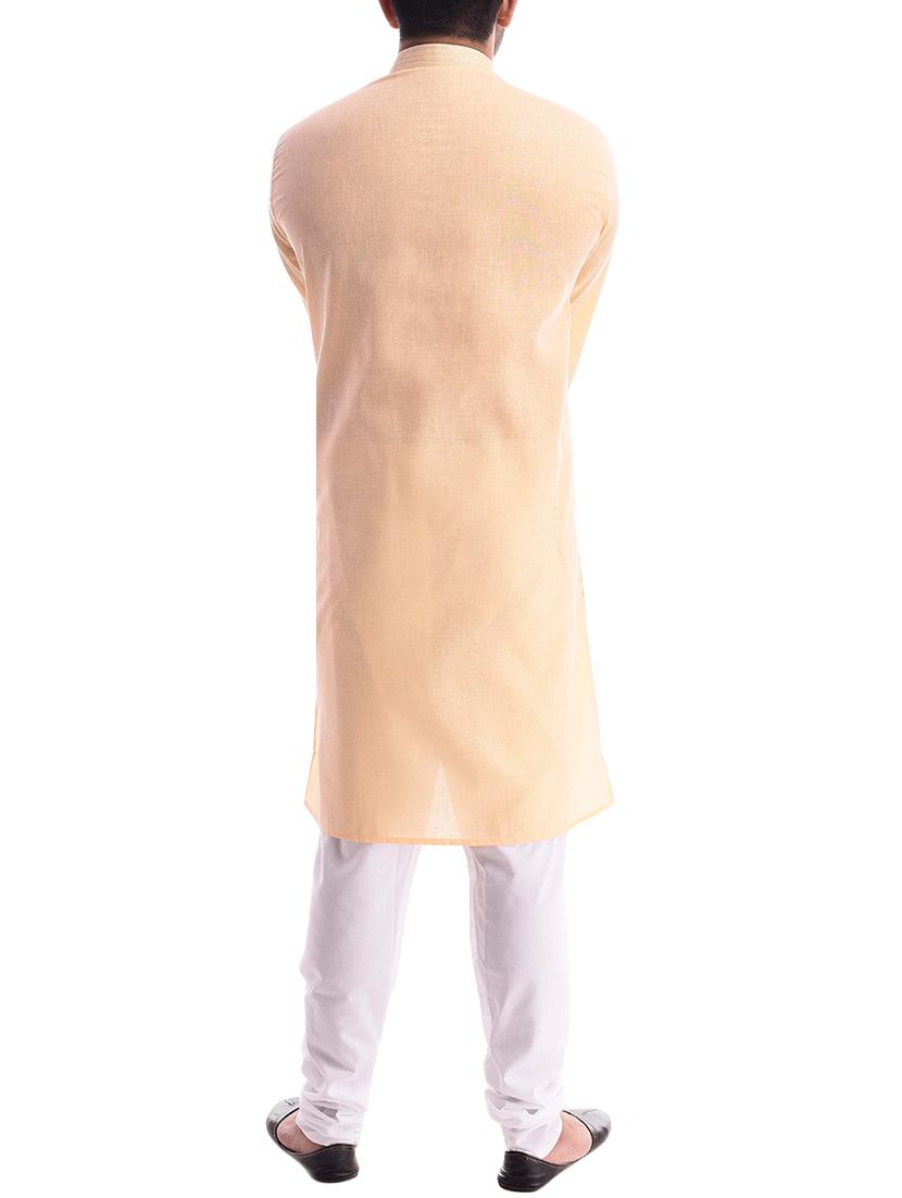 beige linen kurta pyjama set - 15943240 - Zoom Image - 3