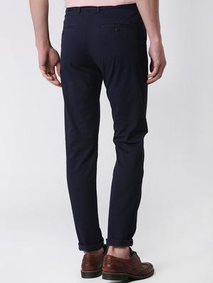 navy blue cotton blend chinos - 15943270 - Standard Image - 3
