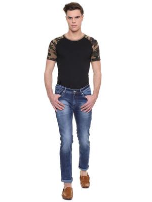 blue cotton blend washed jeans - 15943326 - Standard Image - 3