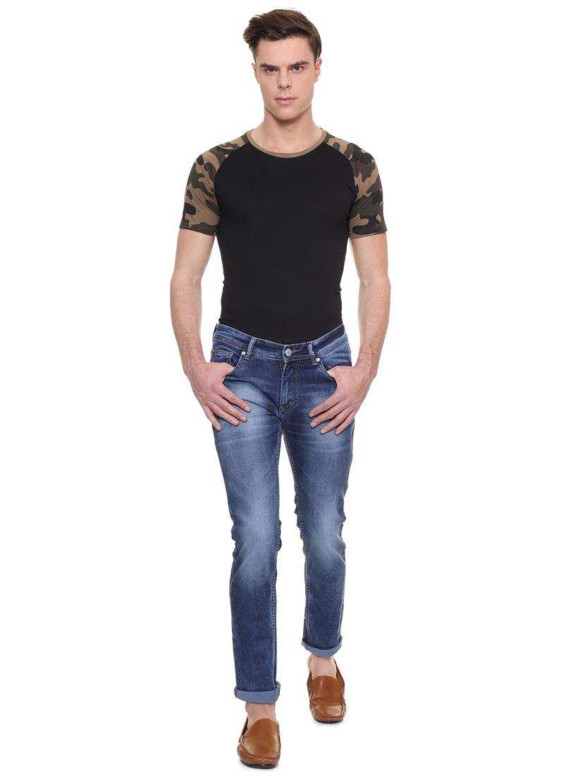 blue cotton blend washed jeans - 15943326 - Zoom Image - 3