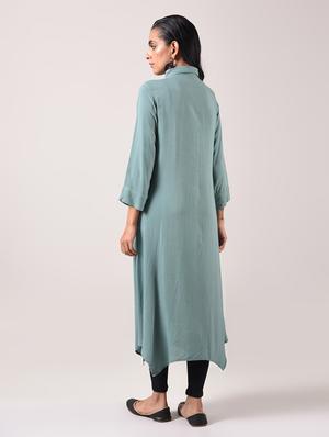 Asymmetric embroidered kurta - 15943727 - Standard Image - 3