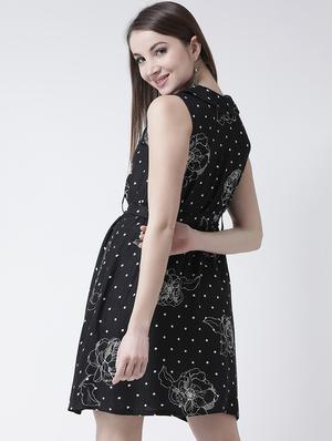 floral polka dots tie up a-line dress - 15944594 - Standard Image - 3