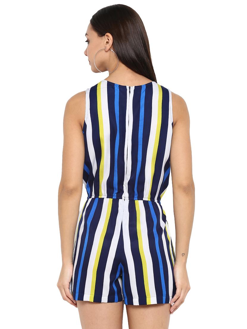 drawstring waist striped romper - 15945354 - Zoom Image - 3
