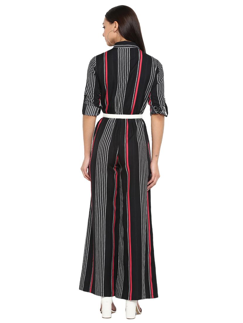 roll up sleeved striped jumpsuit - 15945360 - Zoom Image - 3