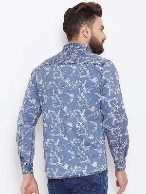 blue denim casual shirt - 15945642 - Standard Image - 3