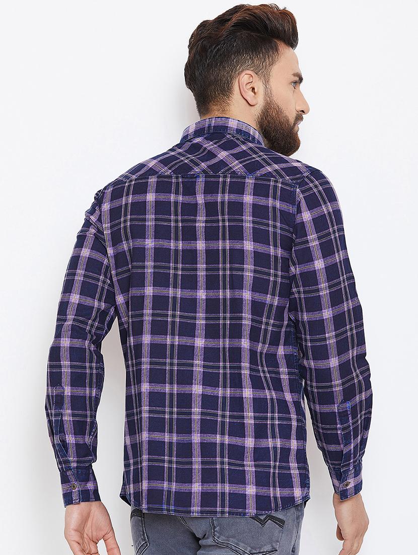 blue checkered casual shirt - 15945647 - Zoom Image - 3