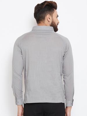 grey cotton short kurta - 15945657 - Standard Image - 3