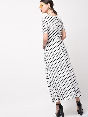polka dots flared maxi dress - 15946332 - Standard Image - 3