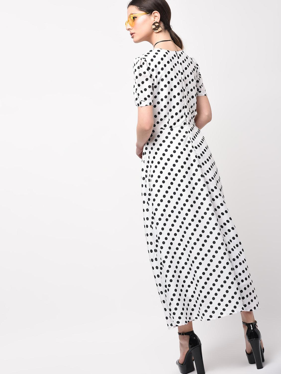 polka dots flared maxi dress - 15946332 - Zoom Image - 3