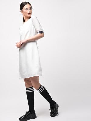 contrast laced a-line dress - 15946347 - Standard Image - 3