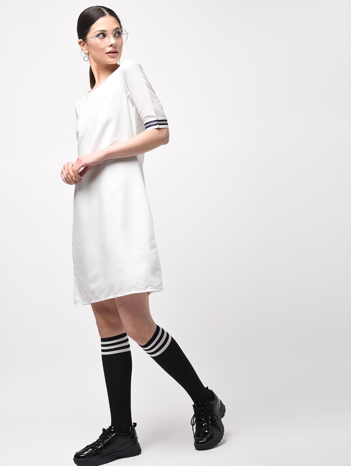 contrast laced a-line dress - 15946347 - Zoom Image - 3
