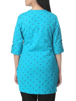 turquoise high-low kurti - 15949621 - Standard Image - 3
