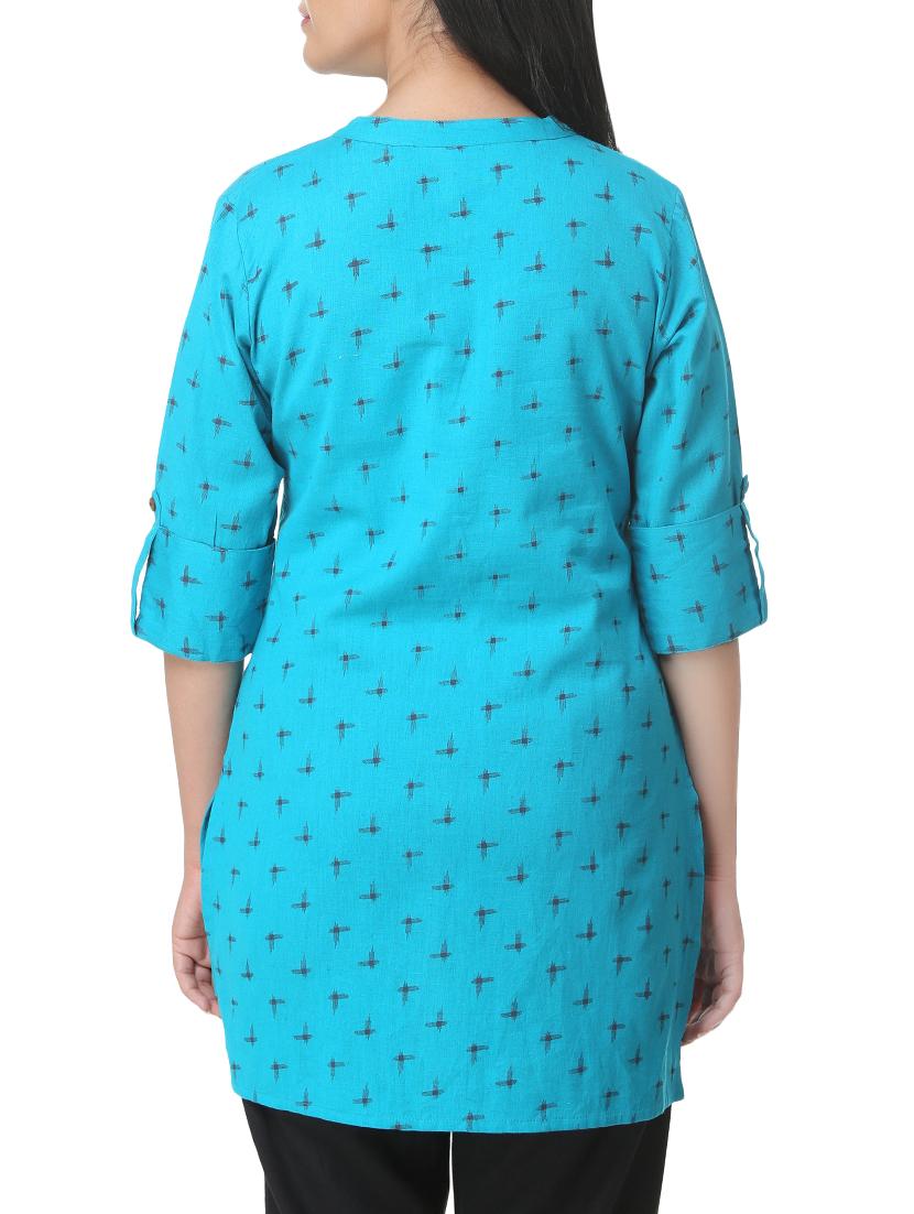 turquoise high-low kurti - 15949621 - Zoom Image - 3
