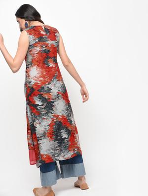 Embroidered a-line kurta - 15950726 - Standard Image - 3