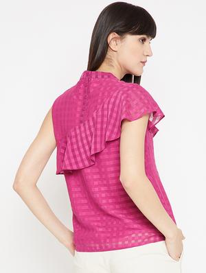 striped ruffle detail top - 15951594 - Standard Image - 3