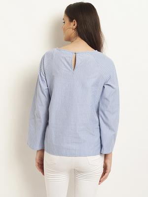 round neck embroidered top - 15951775 - Standard Image - 3