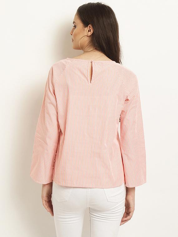 round neck embroidered top - 15951776 - Zoom Image - 3